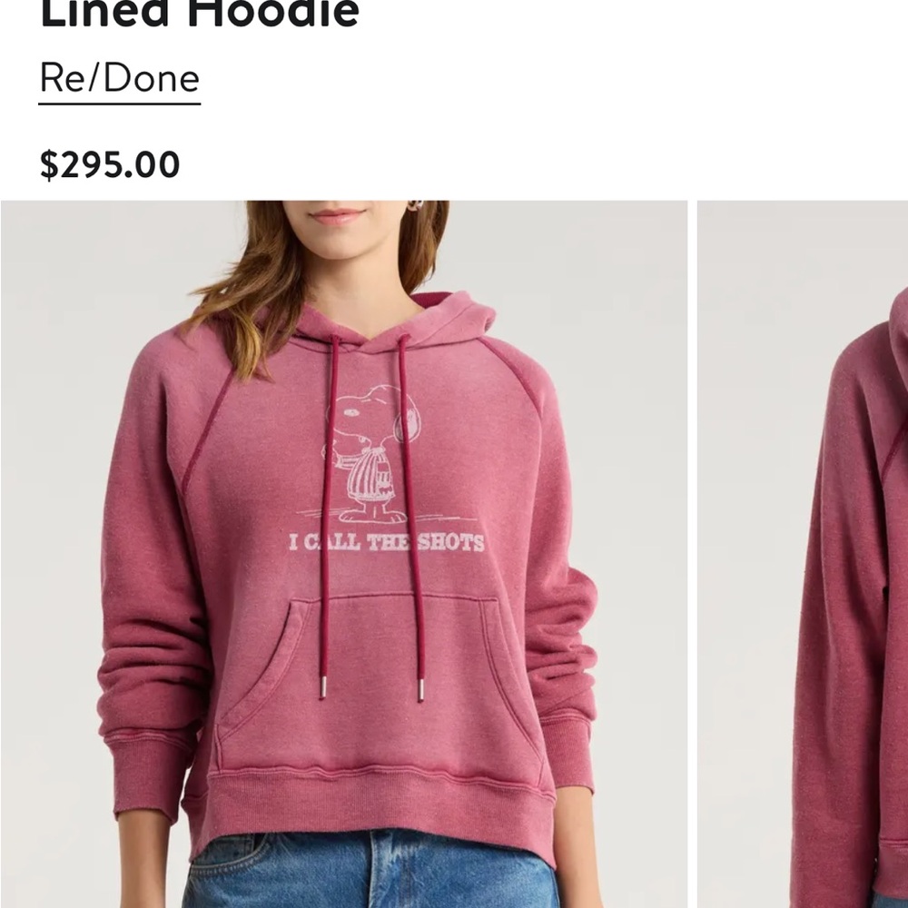 Re/Done Peanuts Snoopy Thermal Lined Hoodie In Faded Beet Size M